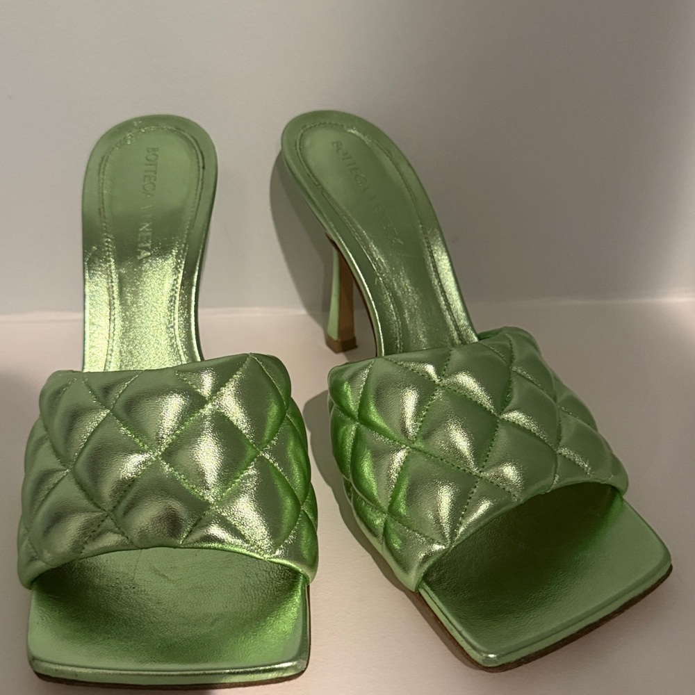 Authentic BOTTEGA VENETA Mule Heels Metallic Size 38 - Picture 11 of 14